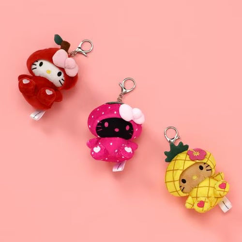 HELLO KITTY×GLOBAL WORK | Strawberry Mascot Holder Bag Charm Plush Keychain 10cm Approx. (Heisei Retro)