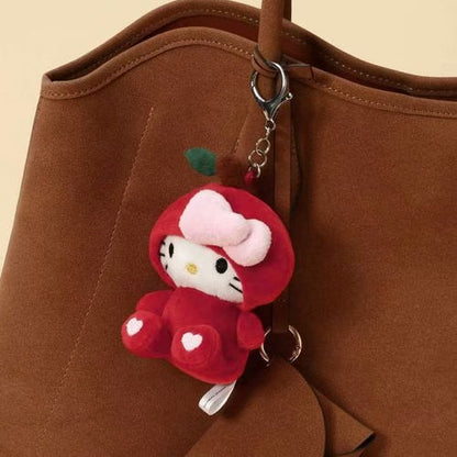 HELLO KITTY×GLOBAL WORK | Apple Mascot Holder Bag Charm Plush Keychain 10cm Approx. (Heisei Retro)