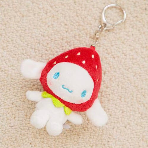 and St Me% x Sanrio | Cinnamoroll Mini Mascot Holder Plush Keychain 150mm (Strawberry Newspaper)