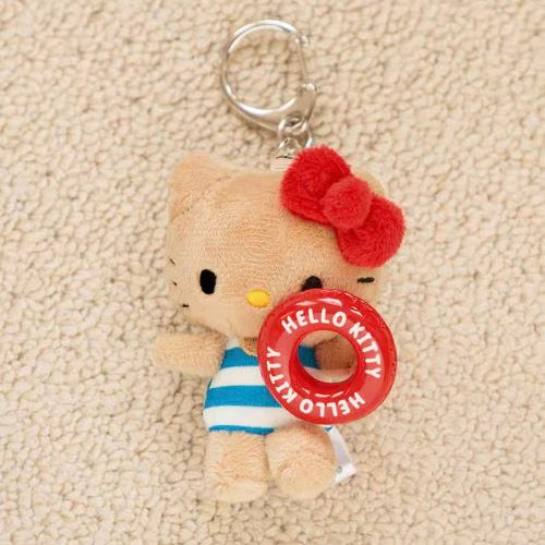 and St Me% x Sanrio Hello Kitty | Mini Mascot Holder Plush Keychain 13cm 7th Ver. (Swimsuit Float)