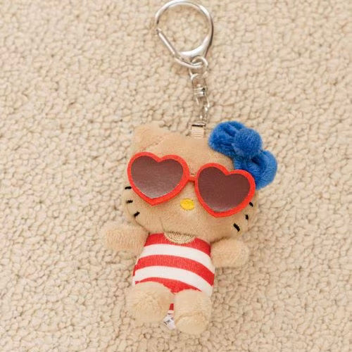 and St Me% x Sanrio Hello Kitty | Mini Mascot Holder Plush Keychain 13cm 7th Ver. (Swimwear Sunglasses)