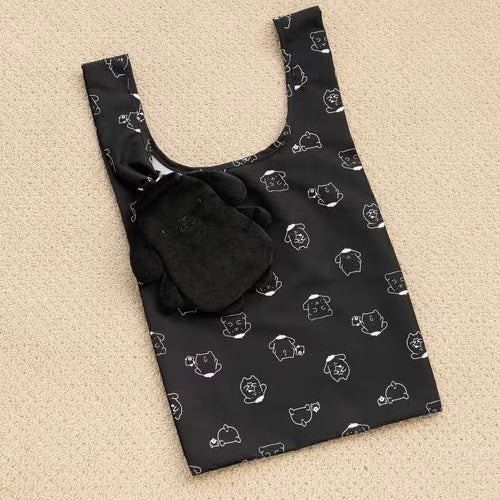 SANRIO x LOWRYS FARM | Pompompurin Eco Bag 310x270x85mm with Pouch Keychain 160x160mm (Black)