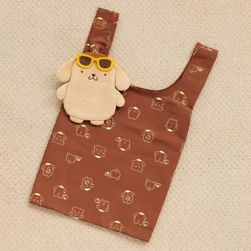 SANRIO x LOWRYS FARM | Pompompurin Eco Bag 310x270x85mm with Pouch Keychain 160x160mm (Beige)