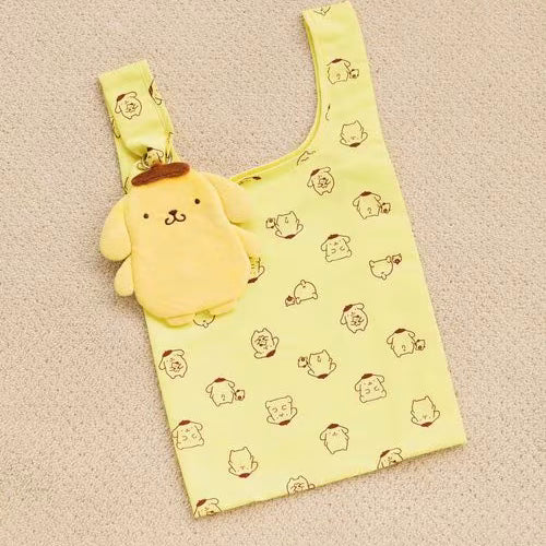 SANRIO x LOWRYS FARM | Pompompurin Eco Bag 310x270x85mm with Pouch Keychain 160x160mm (Yellow)