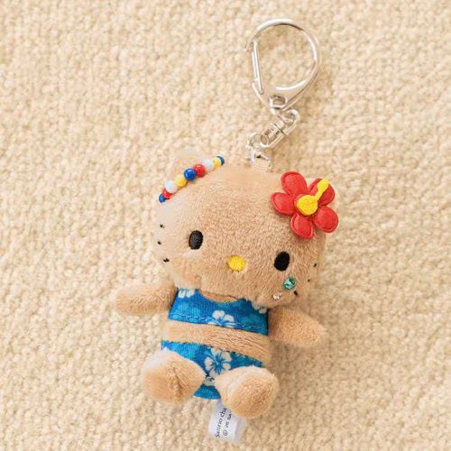 and St Me% x Sanrio Hello Kitty | Mini Mascot Holder Plush Keychain 13cm 8th Ver. (Sun-tanned Girl)
