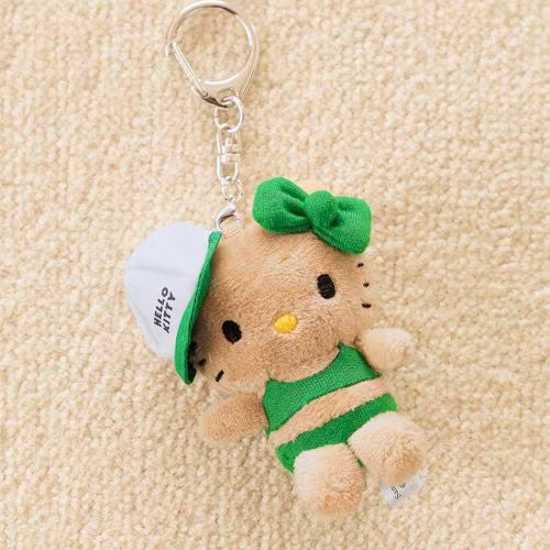 and St Me% x Sanrio Hello Kitty | Mini Mascot Holder Plush Keychain 13cm 8th Ver. (Sunscreen Cap)