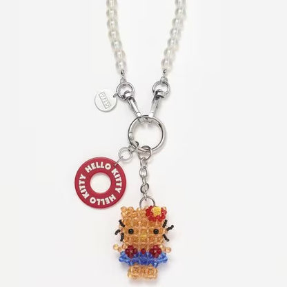 Me% x Hello Kitty | Beaded Keychains Bag Charm 14.5cm Approx. (Tanned)