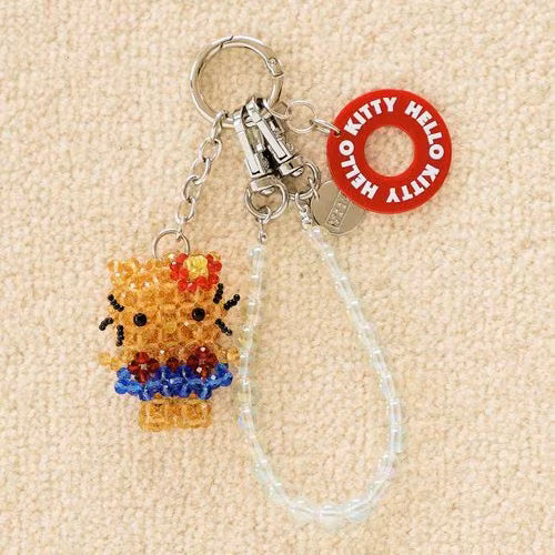 Me% x Hello Kitty | Beaded Keychains Bag Charm 14.5cm Approx. (Tanned)