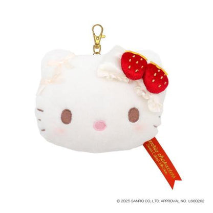 SANRIO | Hello Kitty Face Pass Case with Reel Keychain 125x180x55mm (Strawberry Shortcake)