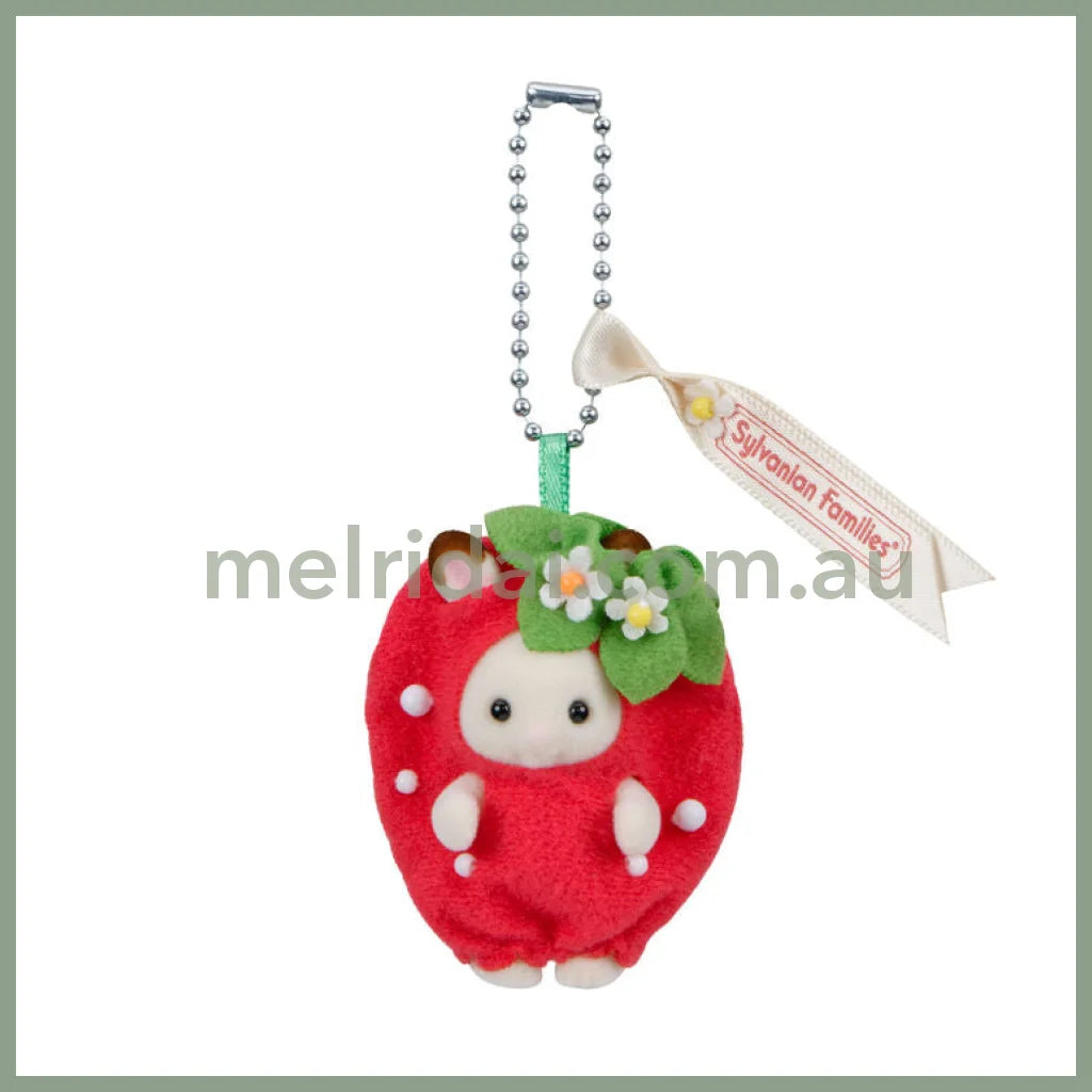 【Jp】Sylvanian Families | Baby Fruits Keychain Chocolate Rabbit Strawberry Costume 78 X 28 140Mm