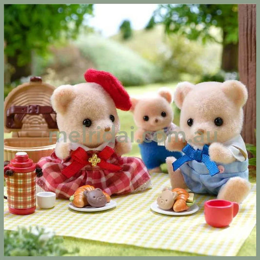 【JP】Sylvanian Families | Biscuit Bear Siblings Picnic Lunch Doll and Furniture Set