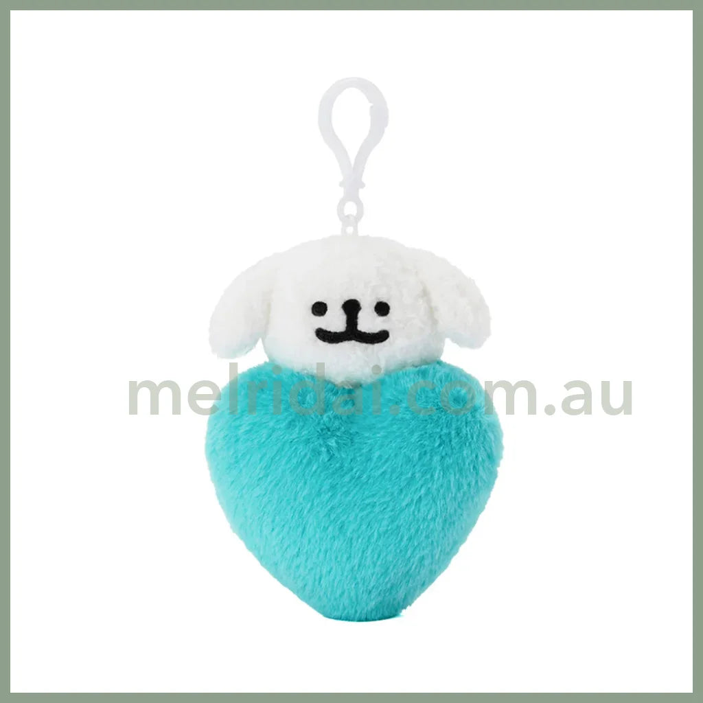 Kakao Friends | Retriever Turquoise Heart Plush Doll Keyring 9.5 X 12.5 4.5Cm