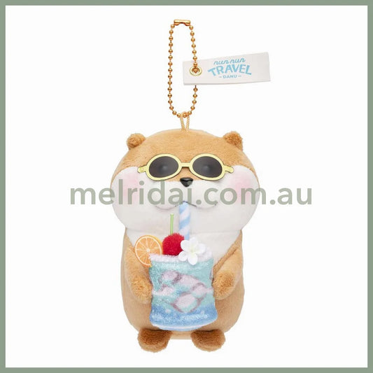 Kawaiiusono Kawauso | Cute Lie Otter Mascot Holder H120×W90×D125Mm 小玩笑小水獭 喝饮料挂件/包挂/钥匙链（Nunnun旅行系列）