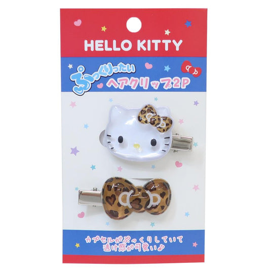 SANRIO | Hello Kitty Hair Accessory Puffy Hair Clip 47x32x9mm (Leopard Print)