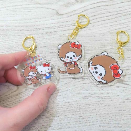 Monchhichi × Sanrio | Acrylic Keychain Keyring 4.9 X 4.3 1.0Cm (Hello Kitty)