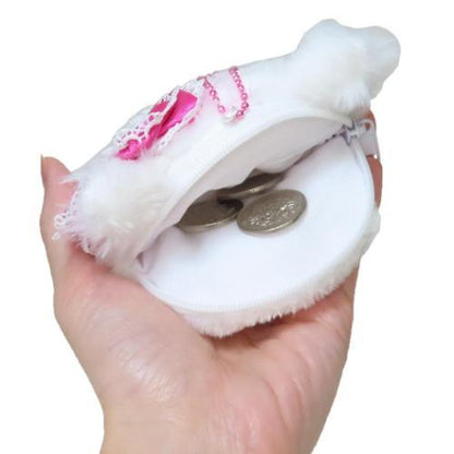 SANRIO | Charmmy Kitty Face-shaped Coin Purse Plush Keychain Bag Charm 102×80×35mm (Heart-pounding Memories Heisei