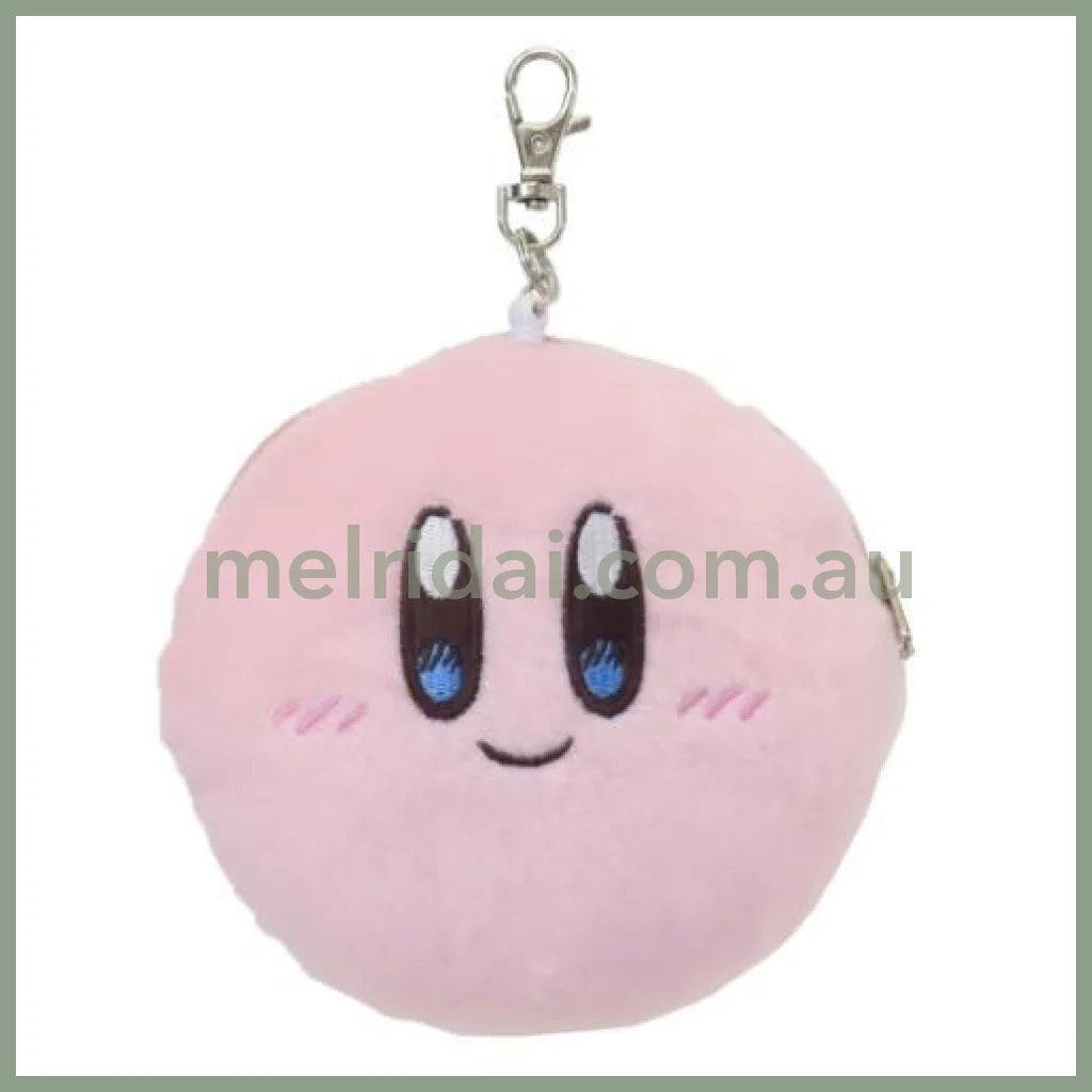 Kirby | Plush Pass Case Pouch with Reel Keychain 128×40mm (Face Smile)