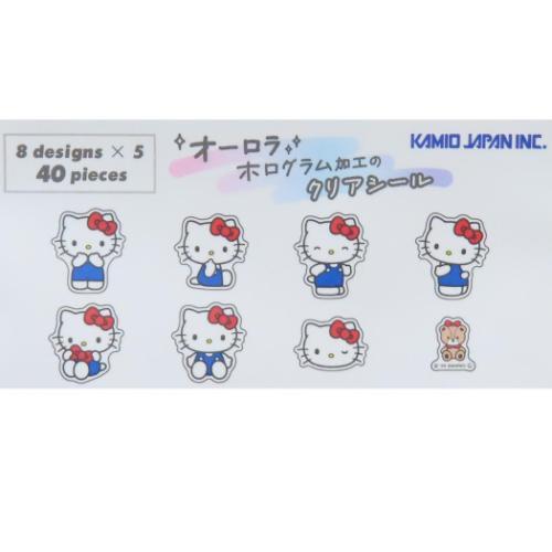 SANRIO | Hello Kitty & Tiny Chum Clear Stickers Aurora Hologram Flake 30×30mm