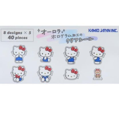 SANRIO | Hello Kitty & Tiny Chum Clear Stickers Aurora Hologram Flake 30×30mm