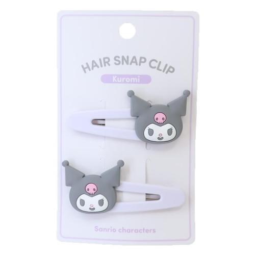 Sanrio | Face-Shaped Hair Snap Clip Set Of 2 Kuromi (Smile)