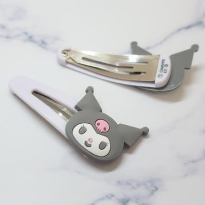 Sanrio | Face-Shaped Hair Snap Clip Set Of 2 Kuromi (Smile)