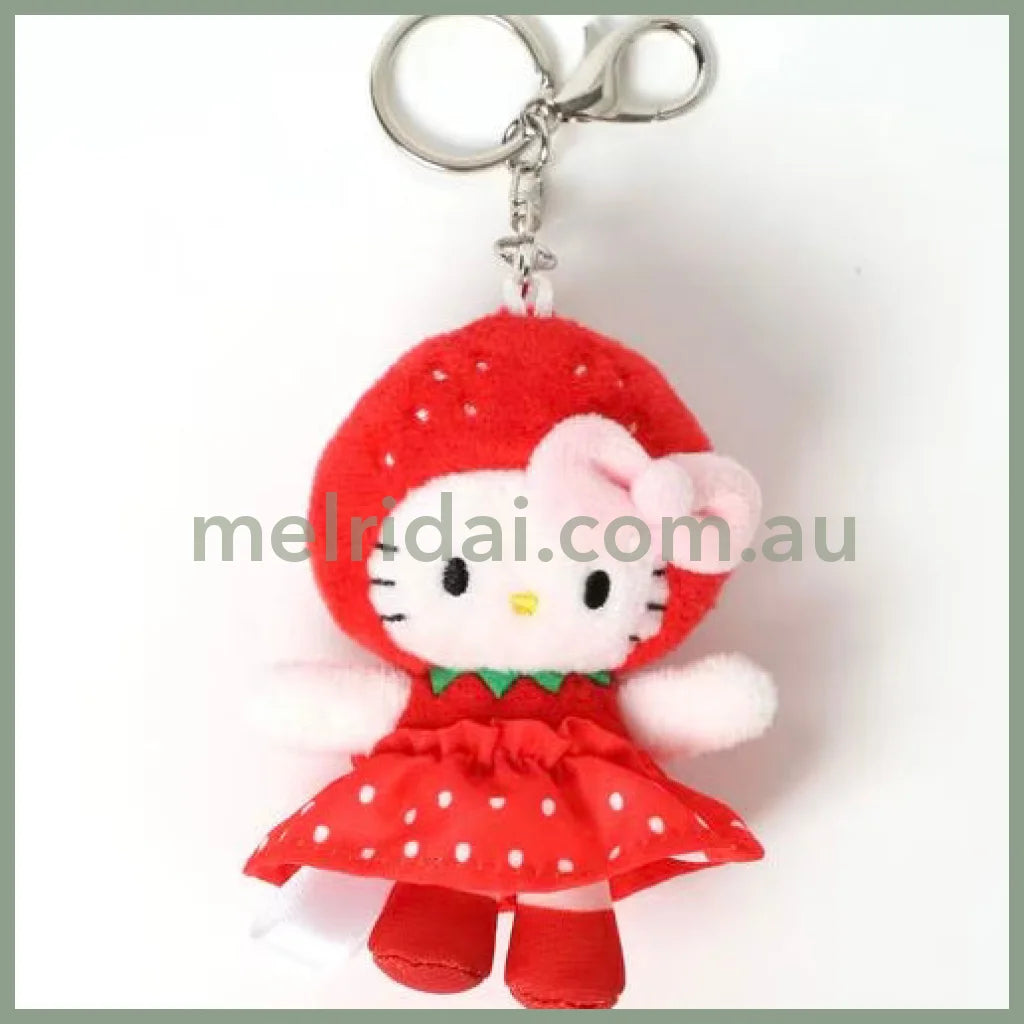 【Limit 1 /Customer】Me% x Hello Kitty | Mini Mascot Holder Plush Keychain 13cm 4th Ver. (Strawberry)