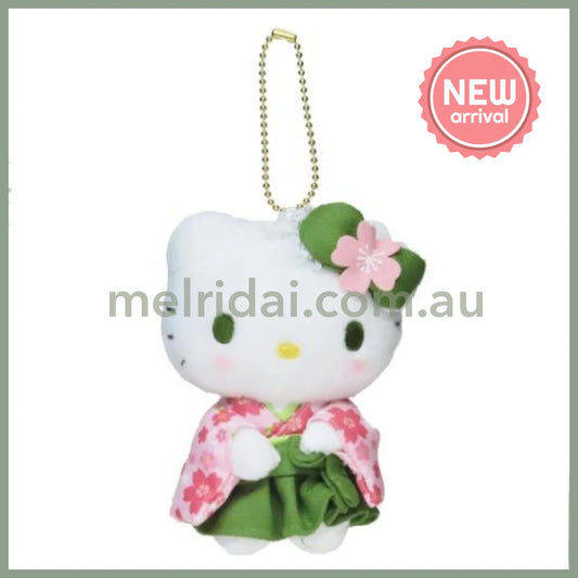 Sanrio | Mascot Holder Plush Keychain Hello Kitty 90×120×60Mm (Matcha Sakura Kimono)