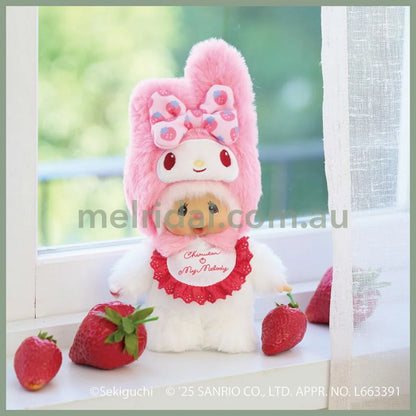 Monchhichi x Sanrio | Plush Keychain Bag Charm Mascot Holder 180x110x60mm (Chimtan x My Melody)