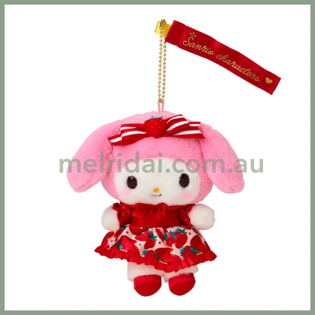 【Limit 1】SANRIO | My Melody Mascot Holder Plush Keychain W11×D7×H15.5cm (Strawberry News 50th Anniversary)