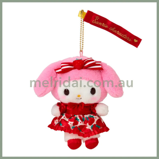 【Limit 1】SANRIO | My Melody Mascot Holder Plush Keychain W11×D7×H15.5cm (Strawberry News 50th Anniversary)