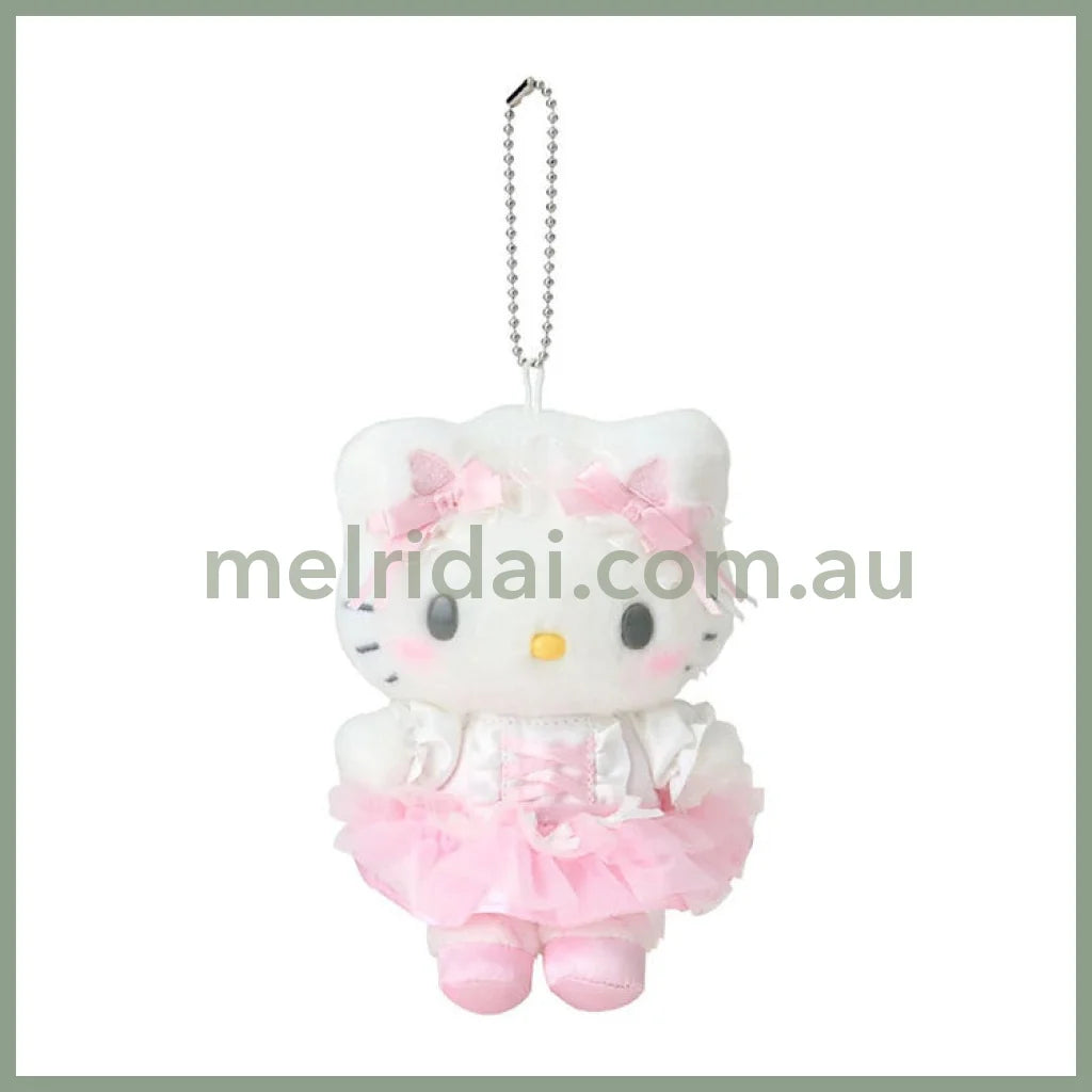 【Limite 1/customer】SANRIO | Hello Kitty Mascot Holder Plush Keychain 15.4 x 12.2 x 6.8cm (White Cat Ballerina)