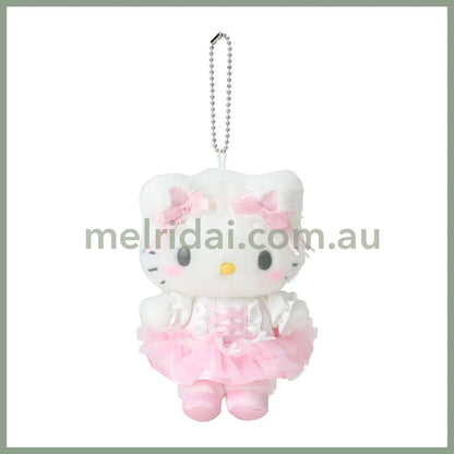 【Limite 1/customer】SANRIO | Hello Kitty Mascot Holder Plush Keychain 15.4 x 12.2 x 6.8cm (White Cat Ballerina)