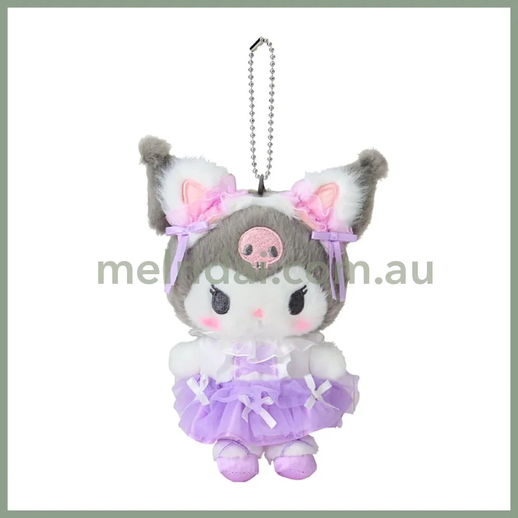 【Limite 1/customer】SANRIO | Kuromi Mascot Holder Plush Keychain 15.4 x 12.2 x 6.8cm (White Cat Ballerina)