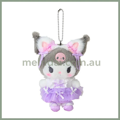 【Limite 1/customer】SANRIO | Kuromi Mascot Holder Plush Keychain 15.4 x 12.2 x 6.8cm (White Cat Ballerina)