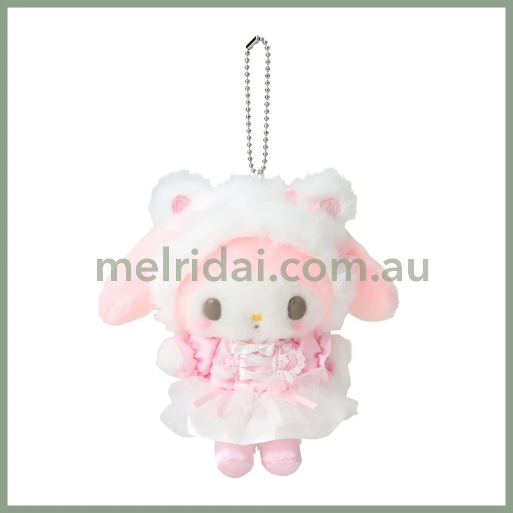 【Limite 1/customer】SANRIO | My Melody Mascot Holder Plush Keychain 15.4 x 12.2 x 6.8cm (White Cat Ballerina)