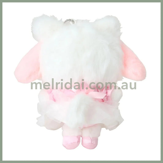 【Limite 1/customer】SANRIO | My Melody Mascot Holder Plush Keychain 15.4 x 12.2 x 6.8cm (White Cat Ballerina)