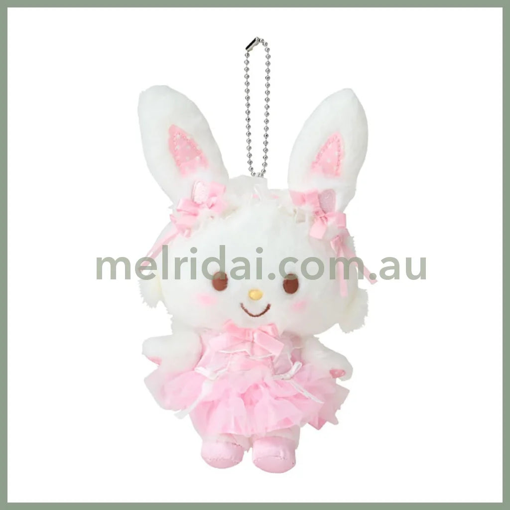 【Limite 1/customer】SANRIO | WishMeMell Mascot Holder Plush Keychain 15.4 x 12.2 x 6.8cm (White Cat Ballerina)