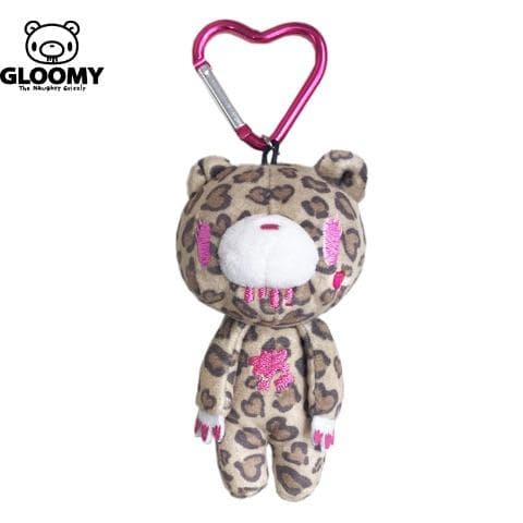 Gloomy Bear | Brown Mascot Holder Bag Charm Plush Keychain with Carabiner 115×70mm (Leopard Print)