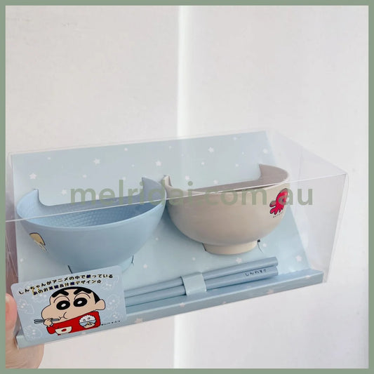 Made In Japancrayon Shinchantableware Set Bowels & Chopsticks *2