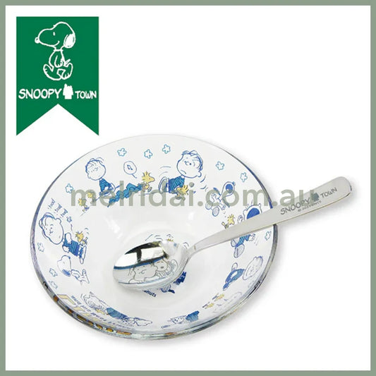 【Made in Japan】PEANUTS | SNOOPY and LINUS Glass Bowl with Spoon W12×H4.8㎝