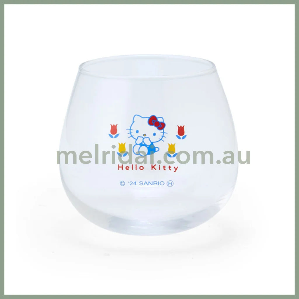 【Made In Japan】Sanrio | Swaying Glass Tumbler Hello Kitty Φ85×H90Mm 日本三丽鸥 凯蒂猫与花朵 玻璃杯/摇摇杯/不倒翁杯