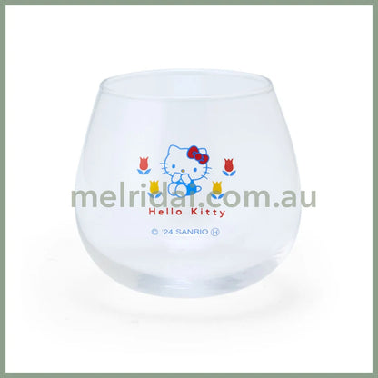 【Made In Japan】Sanrio | Swaying Glass Tumbler Hello Kitty Φ85×H90Mm 日本三丽鸥 凯蒂猫与花朵 玻璃杯/摇摇杯/不倒翁杯