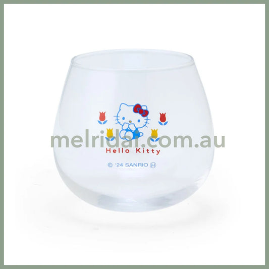 【Made In Japan】Sanrio | Swaying Glass Tumbler Hello Kitty Φ85×H90Mm 日本三丽鸥 凯蒂猫与花朵 玻璃杯/摇摇杯/不倒翁杯