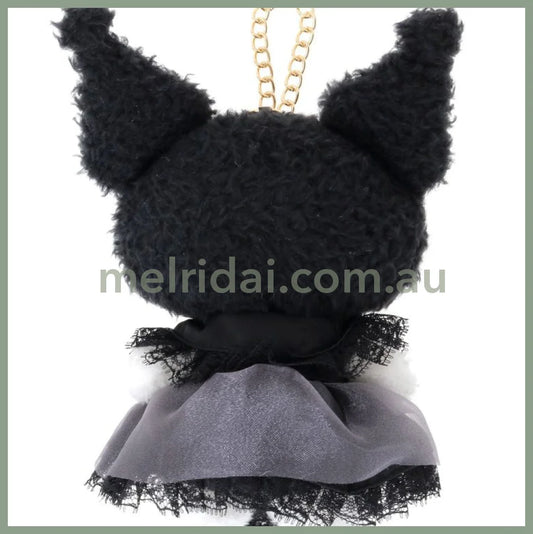 Maison de FLEUR × Kuromi | Black Mascot Holder Bag Charm Plush Keychain 120x90mm