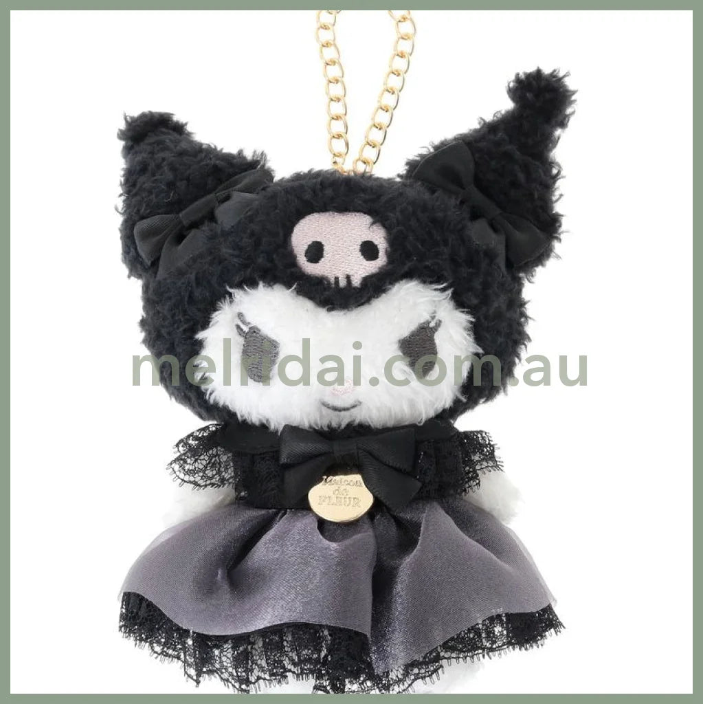 Maison de FLEUR × Kuromi | Black Mascot Holder Bag Charm Plush Keychain 120x90mm