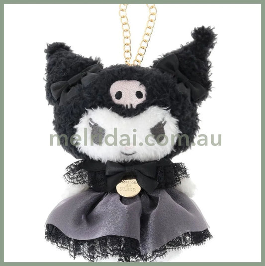 Maison de FLEUR × Kuromi | Black Mascot Holder Bag Charm Plush Keychain 120x90mm