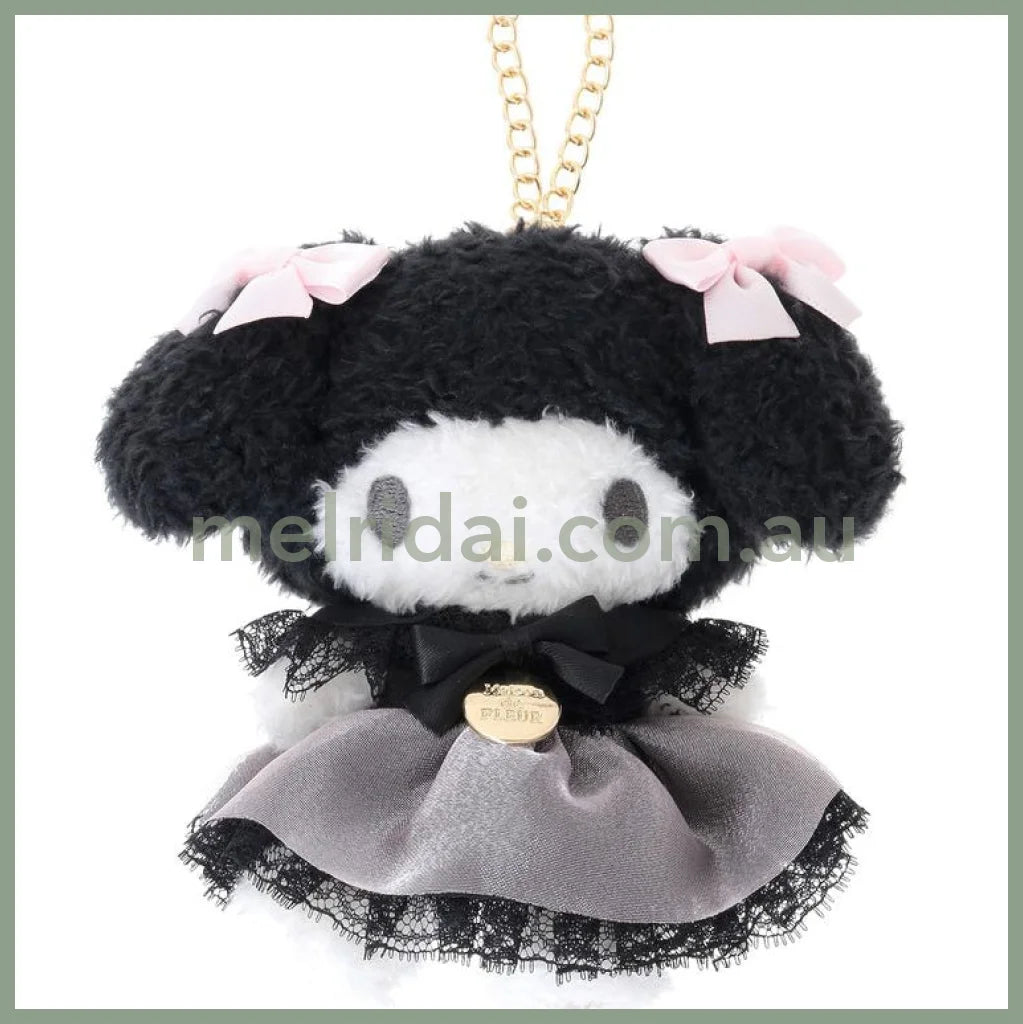 Maison de FLEUR × MY MELODY | Black Mascot Holder Bag Charm Plush Keychain 120x90mm