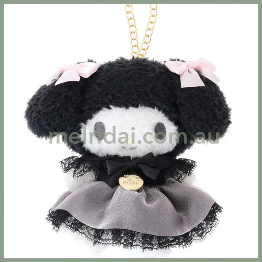 Maison de FLEUR × MY MELODY | Black Mascot Holder Bag Charm Plush Keychain 120x90mm