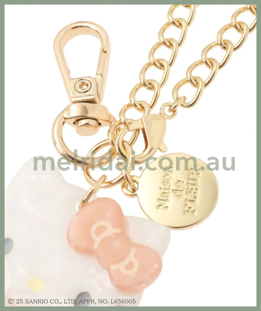 Maison de FLEUR × Sanrio characters | My Melody Mascot Holder Bag Charm Keychain with Pearl Chain 10 x 12cm (Limited