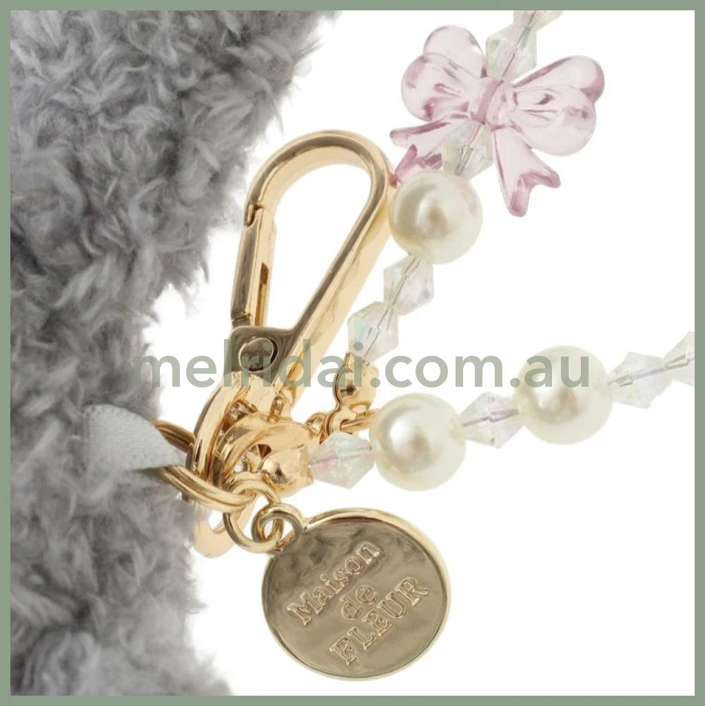 Maison de FLEUR × Sanrio characters | Kuromi Mascot Holder Bag Charm Keychain with Pearl Chain 10 x 12cm (Limited